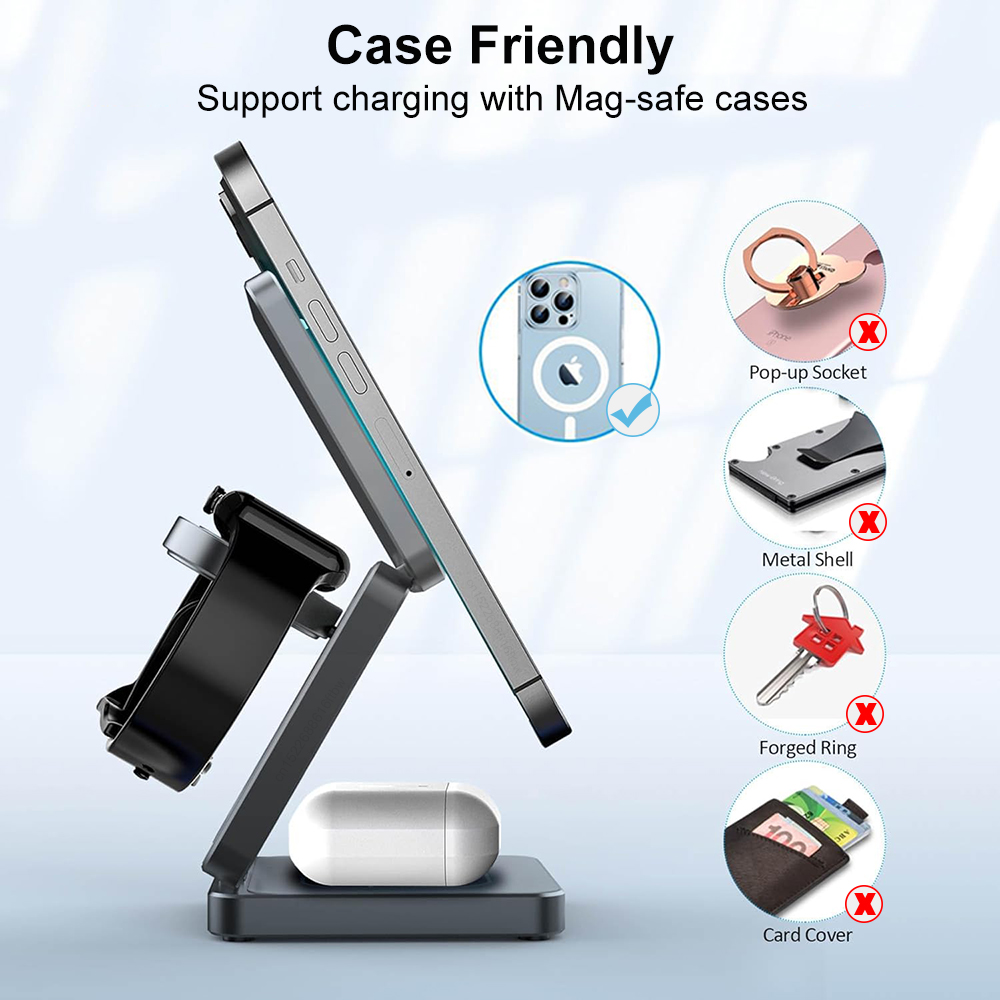 Wireless Charger 3 in 1 Foldab - Wireless Charger Watch ulasan dan harga