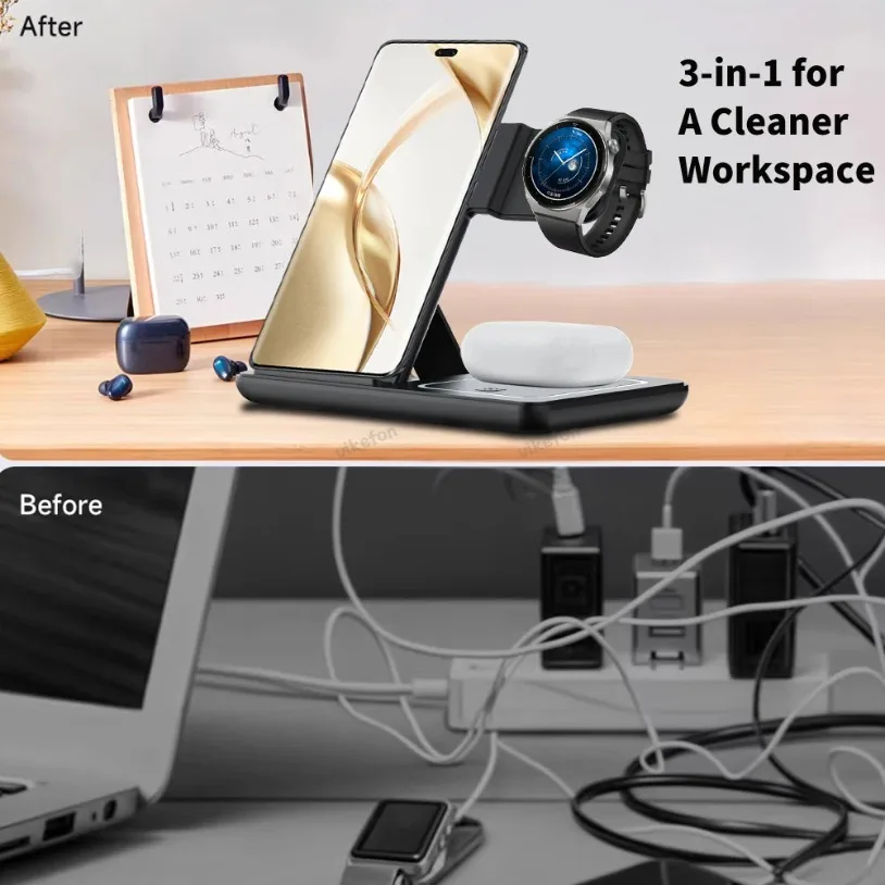 3 in 1 Foldable Wireless Charg - Wireless Charger Watch ulasan dan harga