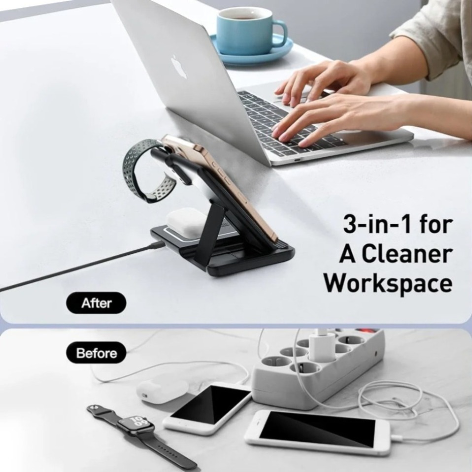 Night LED Light 3 In 1 Wireles - Wireless Charger Watch ulasan dan harga