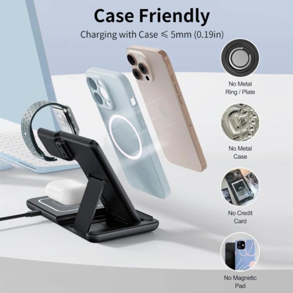 Night LED Light 3 In 1 Wireles - Wireless Charger Watch ulasan dan harga
