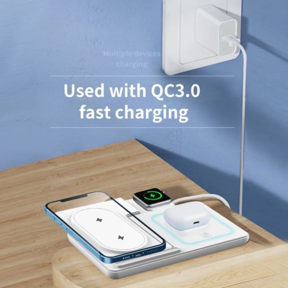 Night LED Light 3 In 1 Wireles - Wireless Charger Watch ulasan dan harga