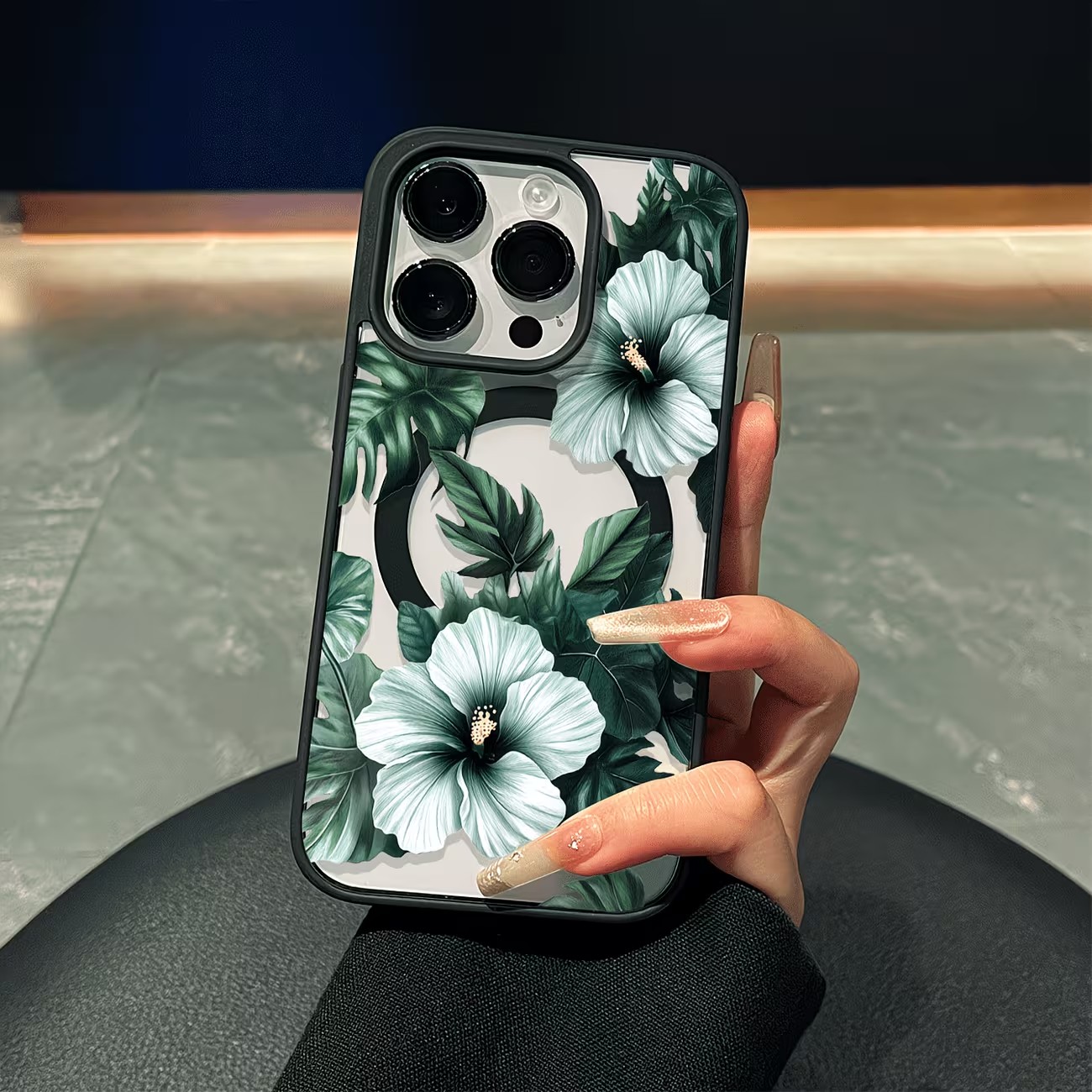 Green Floral Print Phone Case  - Apple Iphone 15 Pro Max ulasan dan harga