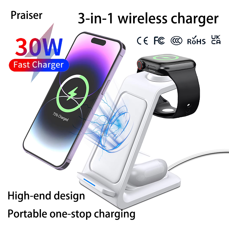15W 3 in 1 Wireless Charger St - Wireless Charger Watch ulasan dan harga