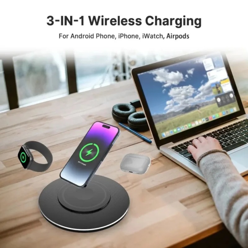 Compact 15W 3 In 1 Wireless Ch - Wireless Charger Watch ulasan dan harga