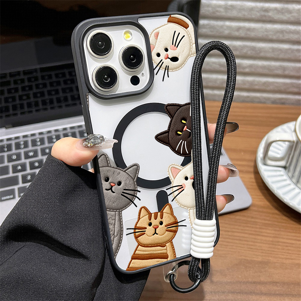 Cute Faux Embroidery Cat Phone - Apple Iphone 15 ulasan dan harga